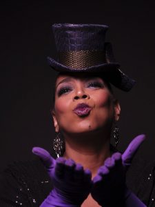 Lynne Jordan wearing a top hat